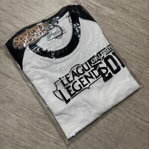 League of Legends LOL Collegiate Ringer Tee Shirt NWT Mens L White Crewneck